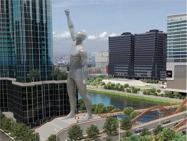 Perforuota nerūdijančio plieno skulptūra